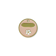 ID tag pastel pink with white flower