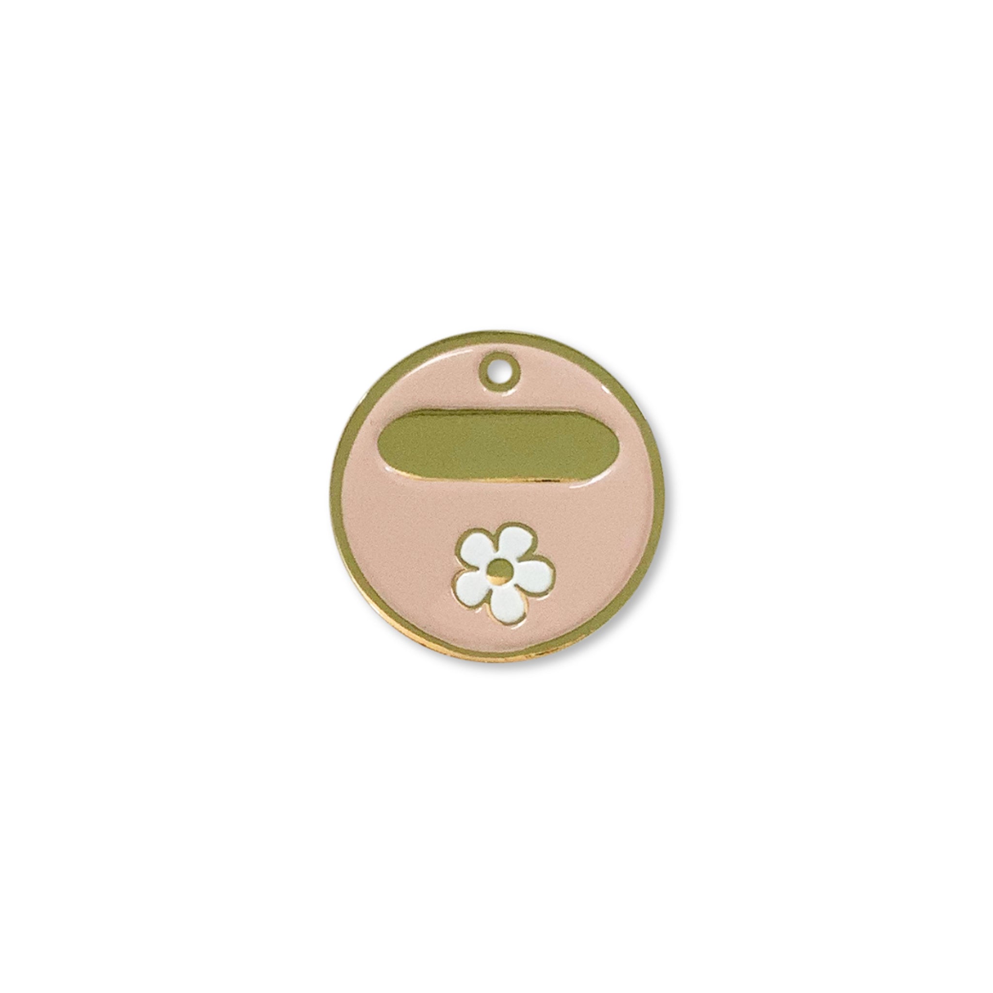 Hundetegn pastel rosa med hvid blomst