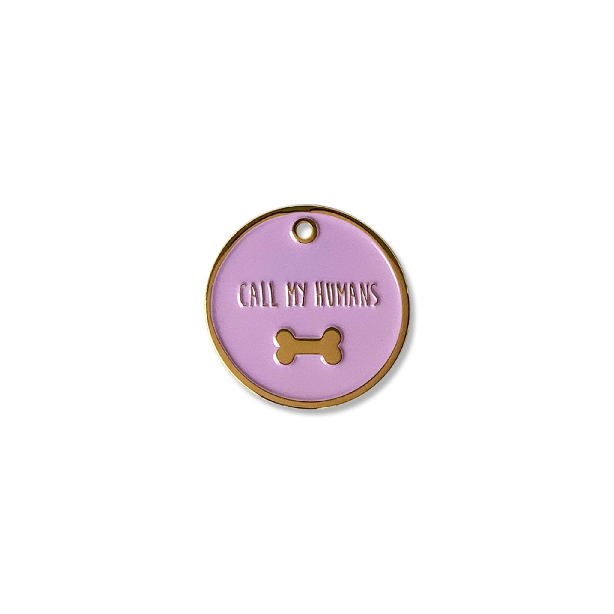 ID tag white "call my humans"