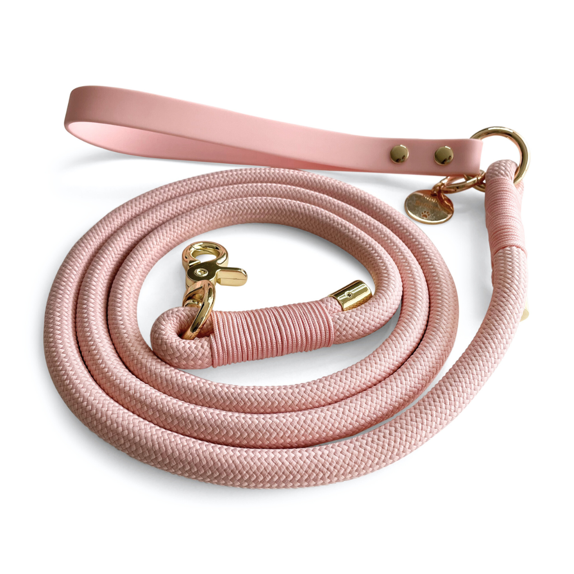 Rope leash baby pink with option for engraving