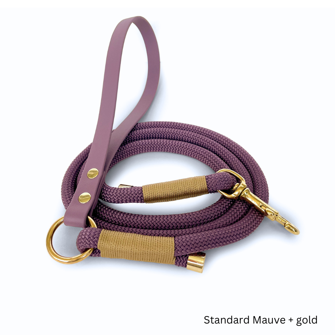 Rope leash mauve with option for engraving