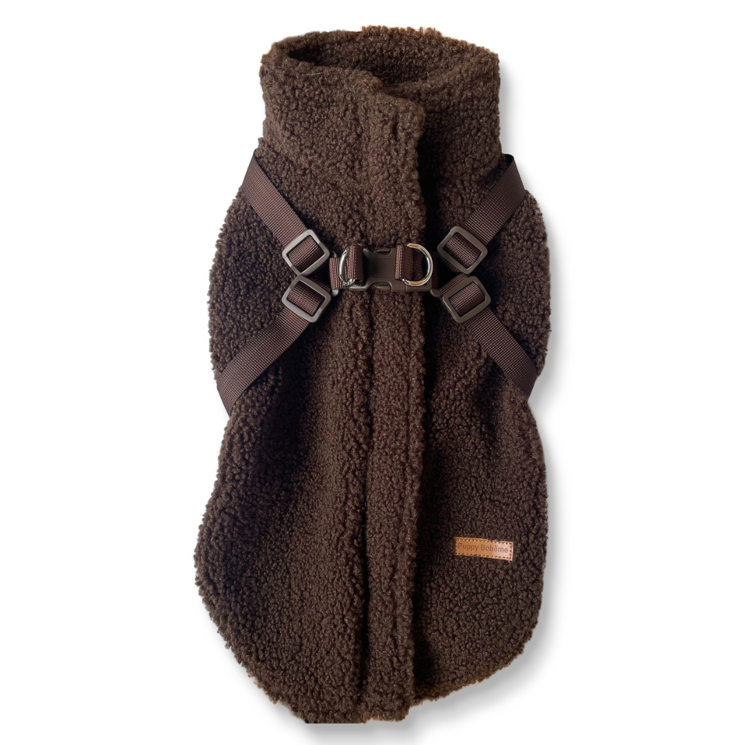 Teddy jakke med sele espresso