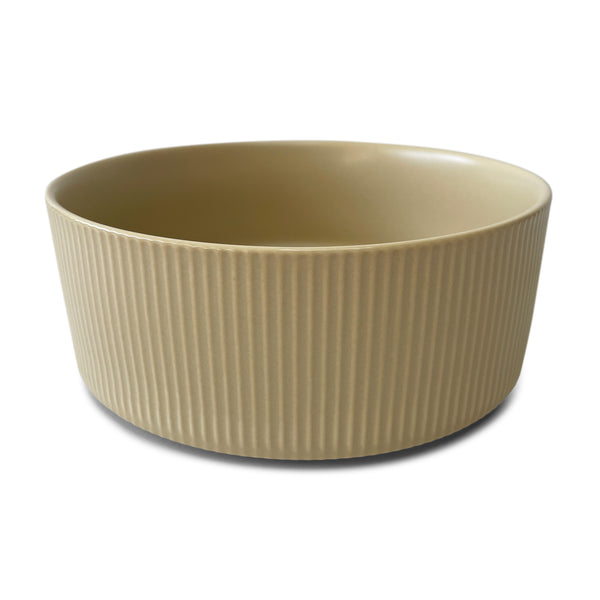 Ceramic dog bowl with bamboo stand - neautrals