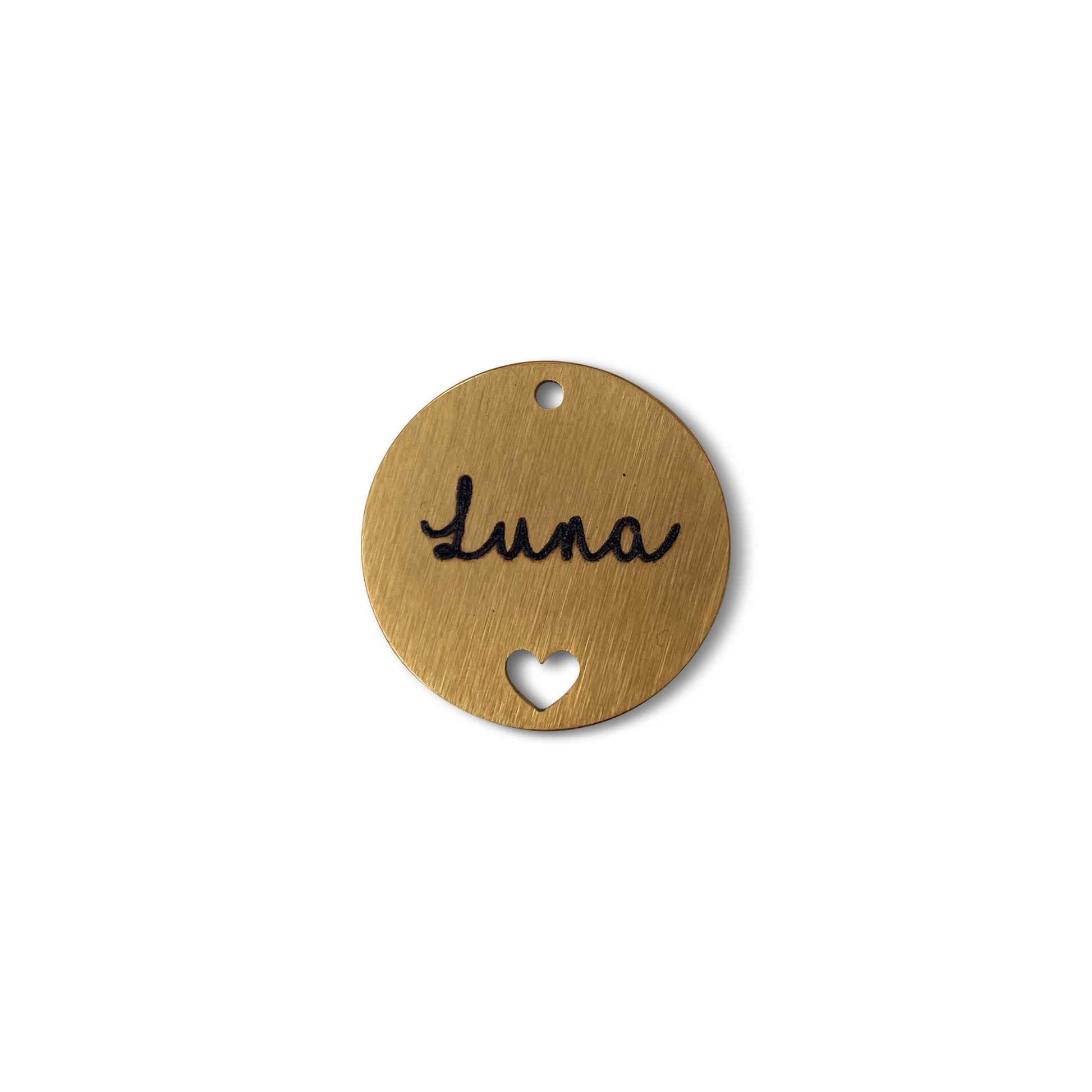 Metal dog tag with heart