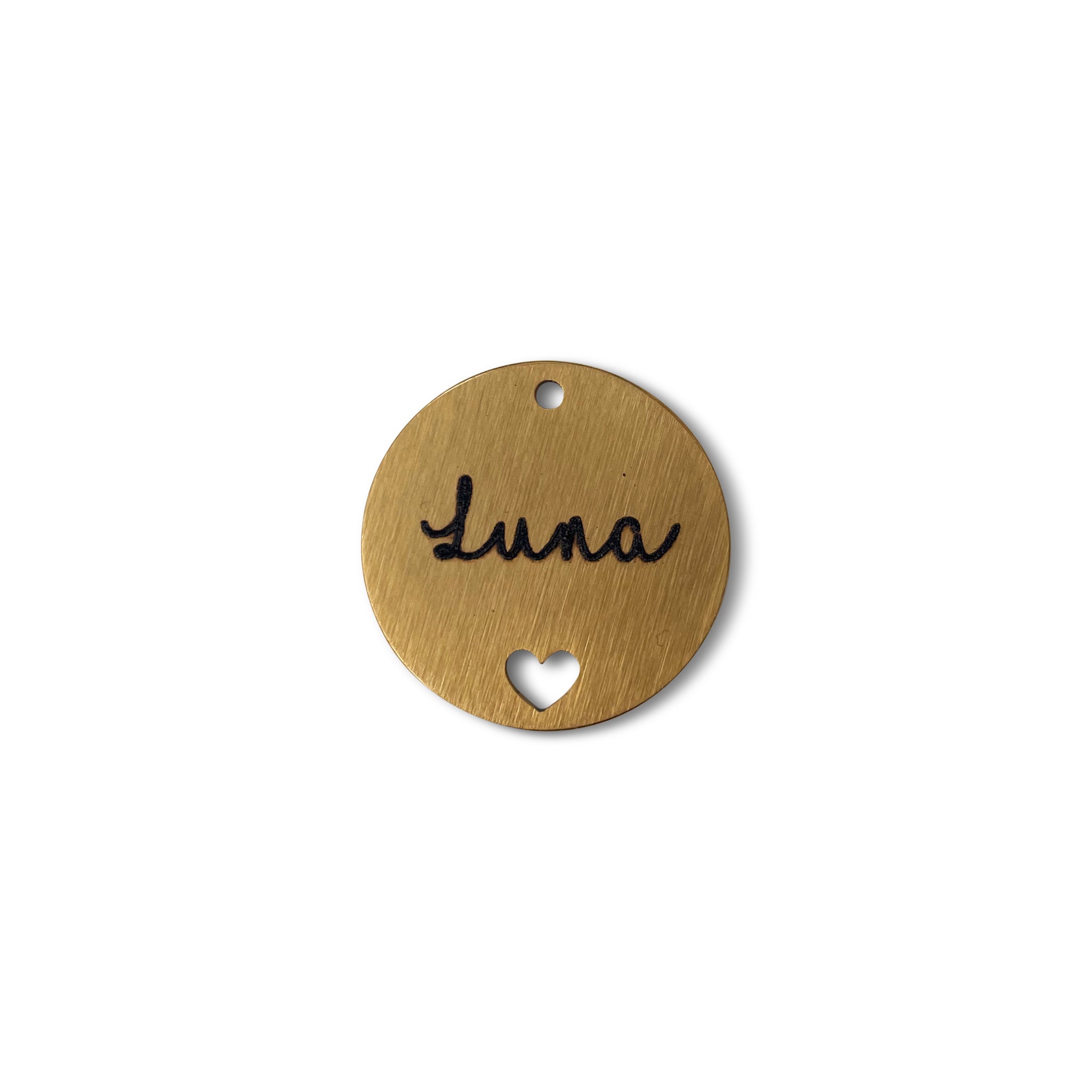 Metal dog tag with heart