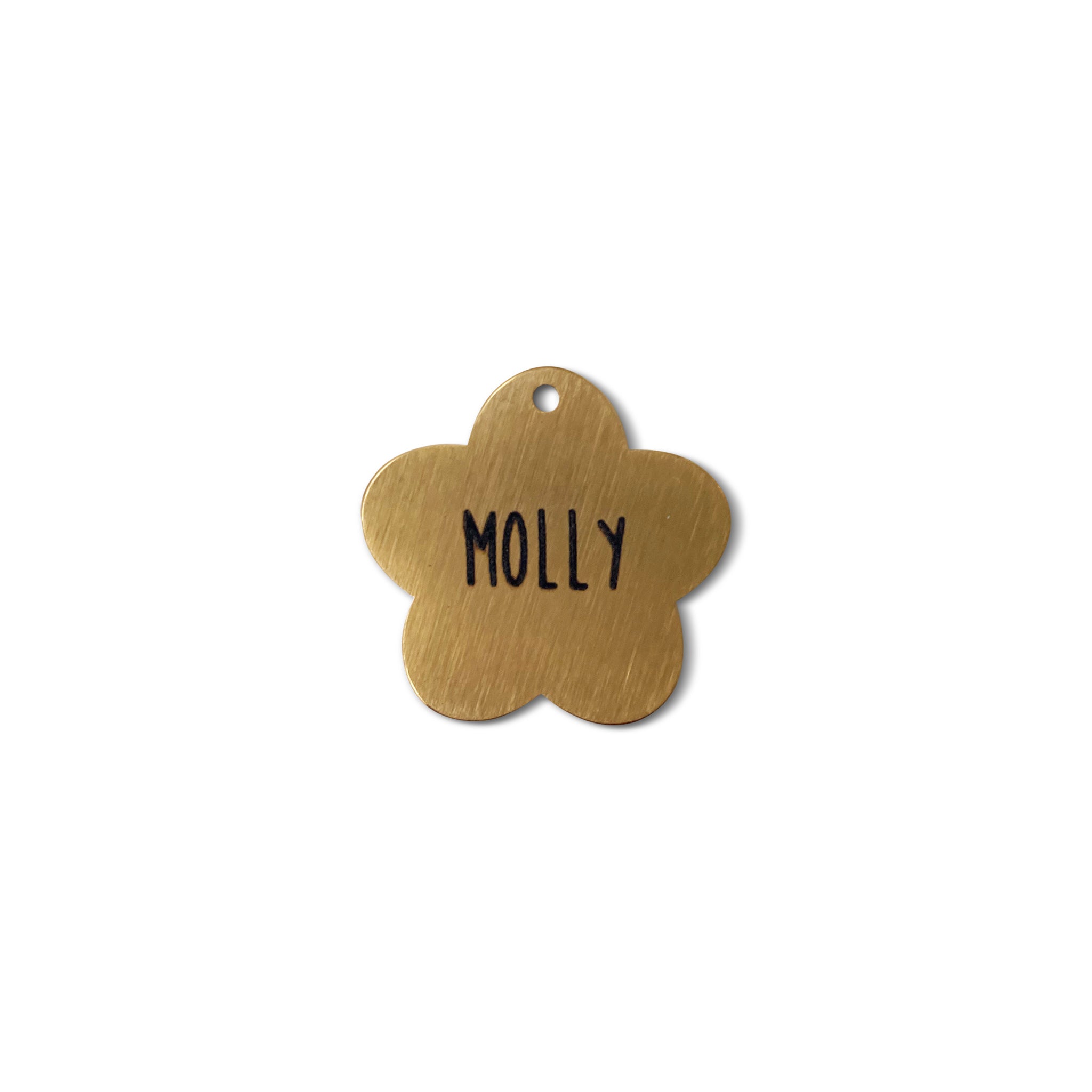 Dog tag in metal in the shape of a flower