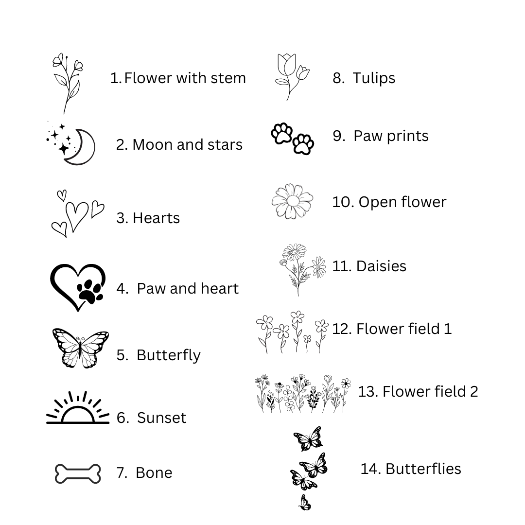 ID tags with engraved designs