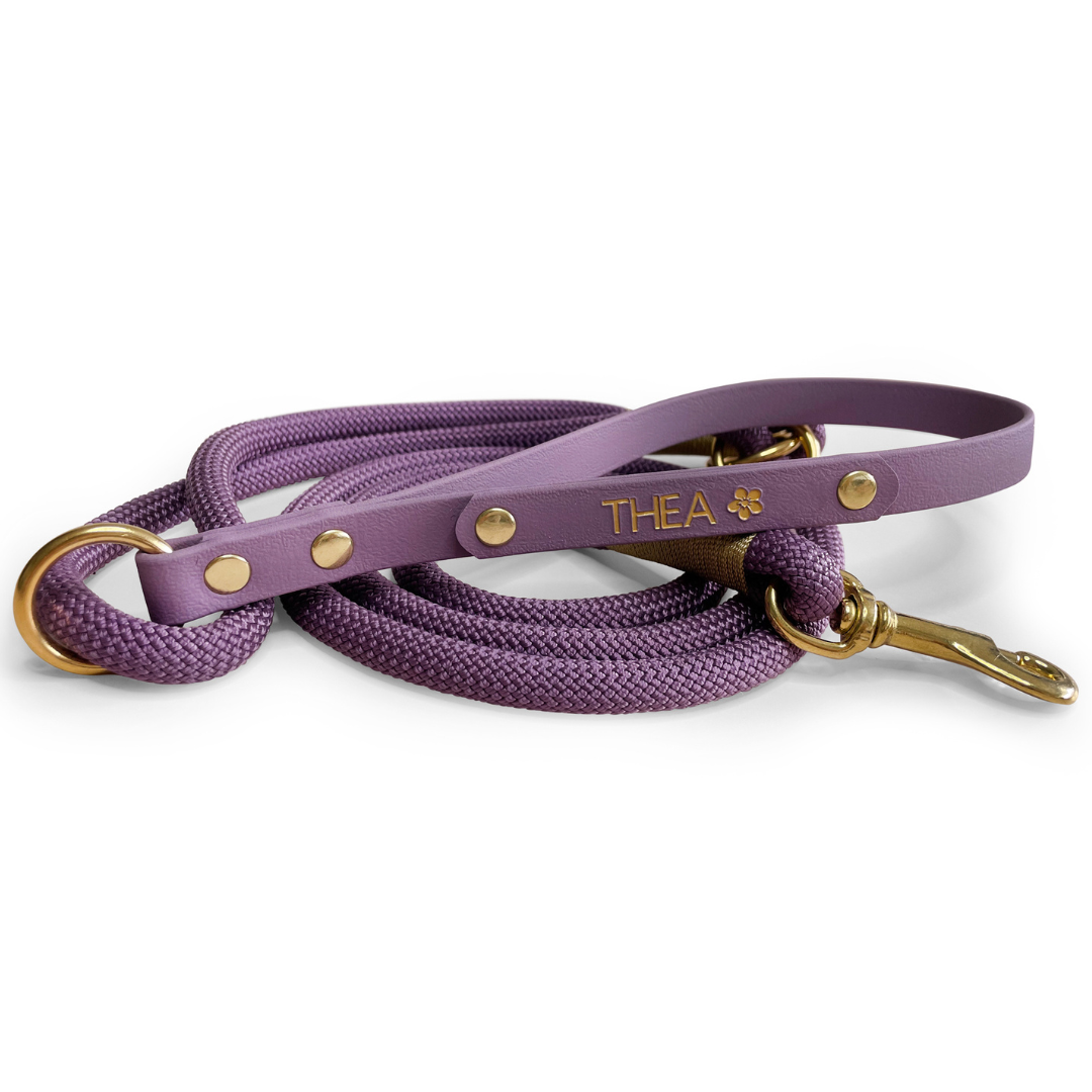 Rope leash mauve with option for engraving